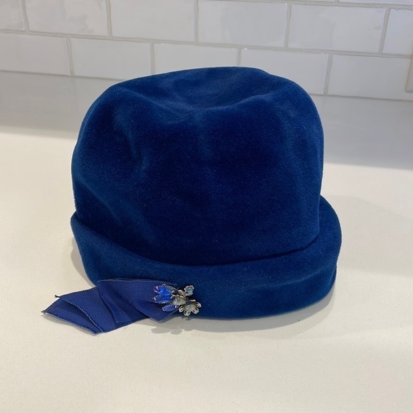 Peachbloom Vintage Velour Merrimack Body Bright Blue Hat—1930-40’s?Size M